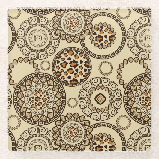 Afrikanisches Gepardhautmuster 3 Glasuntersetzer (Vorderseite)