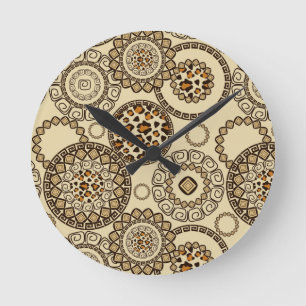 Afrikanisches Gepardhautmuster 3 Runde Wanduhr