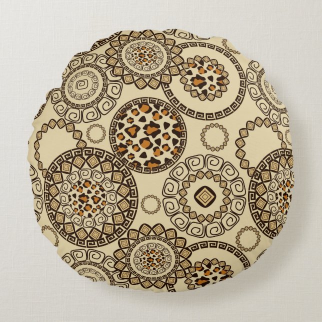 Afrikanisches Gepardhautmuster 3 Rundes Kissen (Vorderseite)
