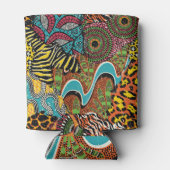 Afrikanisches Gewebe: Wildtierpatchwork. Dosenkühler (Rückseite)