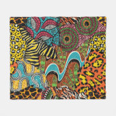 Afrikanisches Gewebe: Wildtierpatchwork. Fleecedecke (Vorderseite (Horizontal))