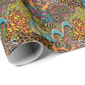 Afrikanisches Gewebe: Wildtierpatchwork. Geschenkpapier (Rolleneckpunkt)