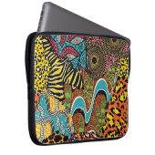 Afrikanisches Gewebe: Wildtierpatchwork. Laptopschutzhülle (Vorne Rechts)