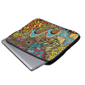 Afrikanisches Gewebe: Wildtierpatchwork. Laptopschutzhülle (Vorne Knopf)