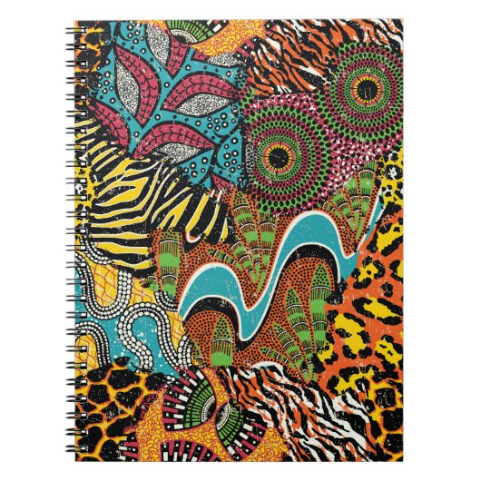 Afrikanisches Gewebe: Wildtierpatchwork. Notizblock (Vorderseite)