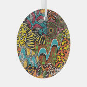 Afrikanisches Gewebe: Wildtierpatchwork. Ornament Aus Glas (Vorderseite Rechts)