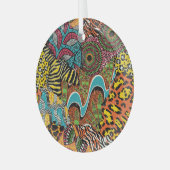 Afrikanisches Gewebe: Wildtierpatchwork. Ornament Aus Glas (Vorderseite links)