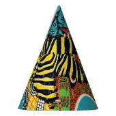 Afrikanisches Gewebe: Wildtierpatchwork. Partyhütchen (Links)