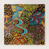 Afrikanisches Gewebe: Wildtierpatchwork. Puzzle (Horizontal)