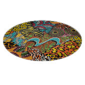 Afrikanisches Gewebe: Wildtierpatchwork. Schneidebrett (Ecke)
