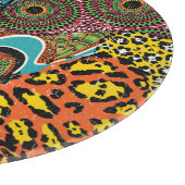 Afrikanisches Gewebe: Wildtierpatchwork. Schneidebrett (Ecke)