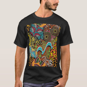 Afrikanisches Gewebe: Wildtierpatchwork. T-Shirt