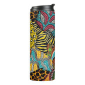 Afrikanisches Gewebe: Wildtierpatchwork. Thermosbecher (Nach links gedreht)