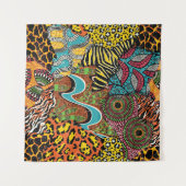 Afrikanisches Gewebe: Wildtierpatchwork. Wandteppich (Vorderseite (Horizontal))