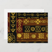 Afrikanisches Goldenes Muster auf schwarz und brau Postkarte (Vorne/Hinten)
