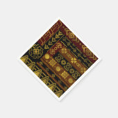 Afrikanisches Goldenes Muster auf schwarz und brau Serviette (Ecke)