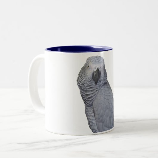 Afrikanisches Grau 11oz des Kongos Zweifarbige Tasse (Vorderseite Links)