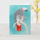 Afrikanisches Grau-Papagei Karte (Gelbe Blume)