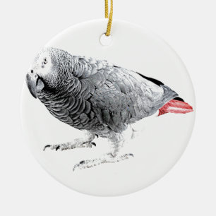 "Afrikanisches Grau-" Papagei Keramikornament