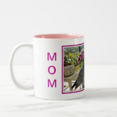 Afrikanisches Grau-Papagei mit Orchideen Zweifarbige Tasse (Links)