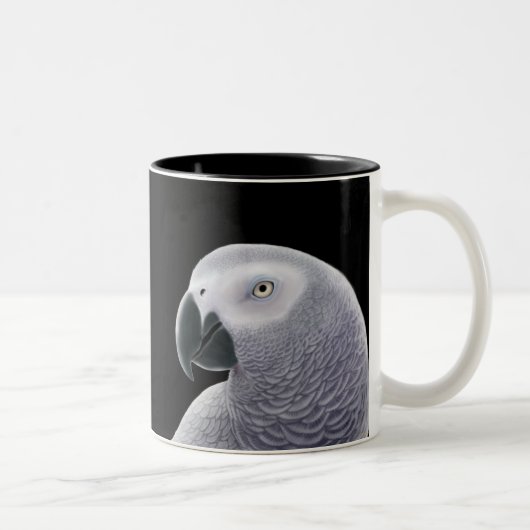 Afrikanisches Grau-Papageien-Tasse Zweifarbige Tasse (Rechts)
