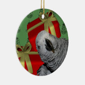 Afrikanisches Grau-Papageien-Weihnachten Keramik Ornament (Rechts)