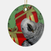 Afrikanisches Grau-Papageien-Weihnachten Keramik Ornament (Links)