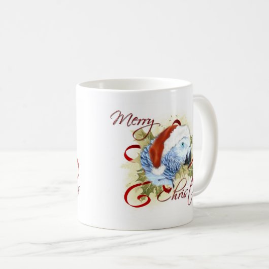 Afrikanisches Grau-Papageien-WeihnachtsTassen Kaffeetasse (VorderseiteRechts)