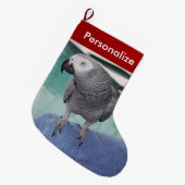 Afrikanisches Grau-Pool-Party Großer Weihnachtsstrumpf (Vorderansicht (hängend))