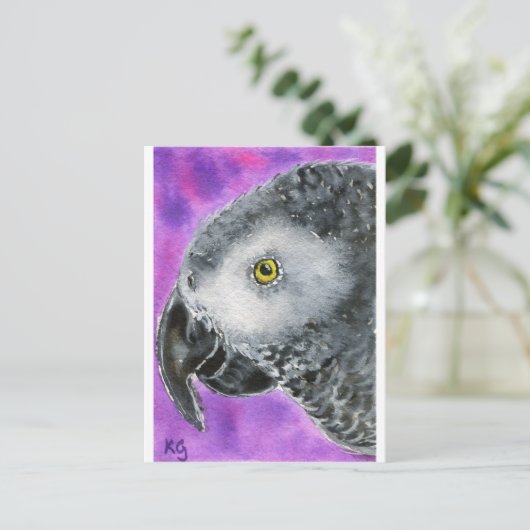 Afrikanisches Grau Postkarte (Stehend Vorderseite)