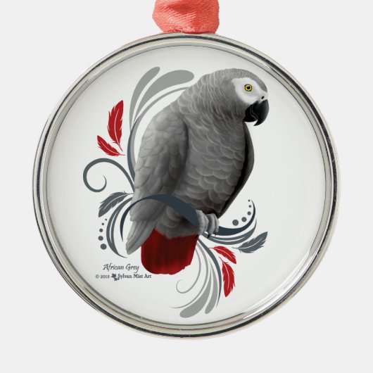 Afrikanisches Grau Silbernes Ornament (Vorne)