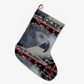 Afrikanisches Grausnowy-Weihnachten Großer Weihnachtsstrumpf (Vorderansicht (hängend))