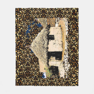 Afrikanisches Haus im ethnischen Stil Fleecedecke