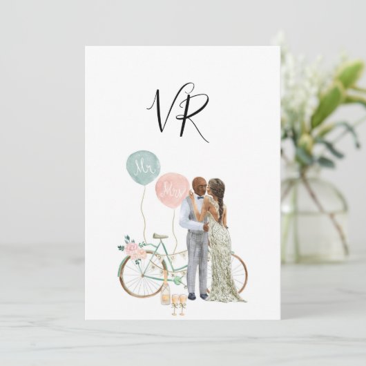 Afrikanisches Illustriertes Paar Save the Date (Stehend Vorderseite)