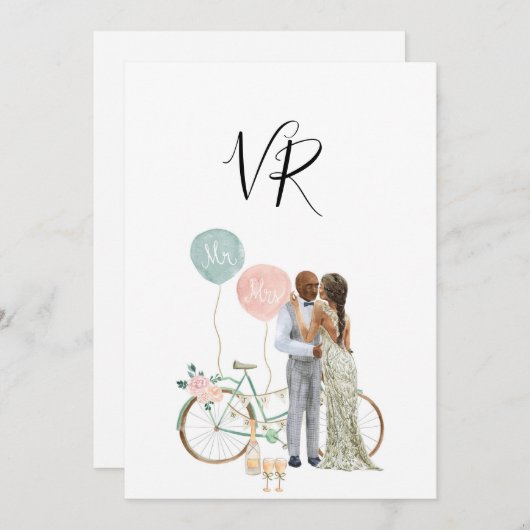 Afrikanisches Illustriertes Paar Save the Date (Vorne/Hinten)