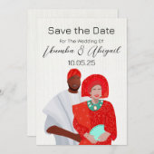 Afrikanisches Illustriertes Paar Save The Date (Vorne/Hinten)