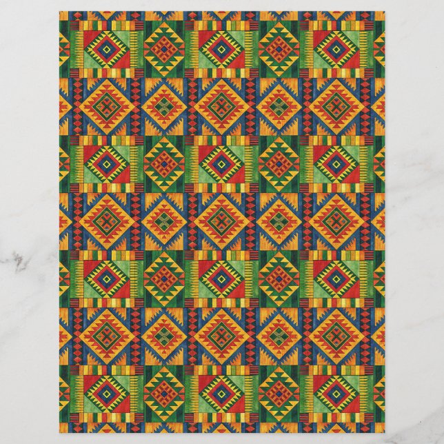 Afrikanisches Kente-Muster doppelseitiges Scrapboo (Vorderseite)