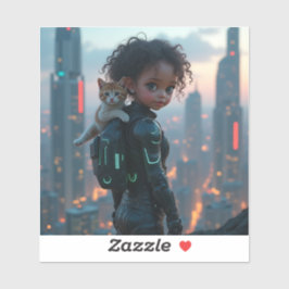 Afrikanisches kleines Glied mit Kätzchen Aufkleber