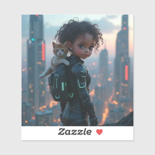 Afrikanisches kleines Glied mit Kätzchen Aufkleber (Blatt)