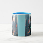 Afrikanisches kleines Mädchen mit ihrem Kätzchen Zweifarbige Tasse (Mittel)