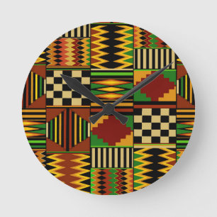 Afrikanisches königliches Kente-Stoff-Design Runde Wanduhr