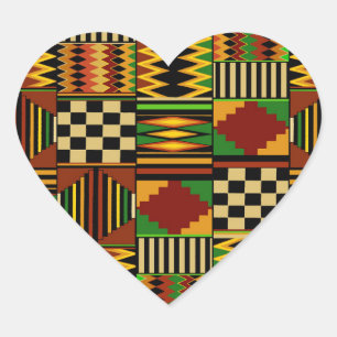 Afrikanisches königliches Kente-Stoffdesign Herz-Aufkleber