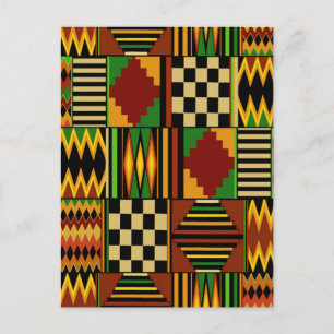 Afrikanisches königliches Kente-Stoffdesign Postkarte
