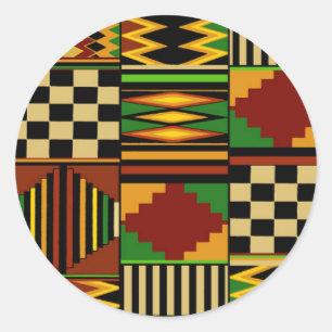 Afrikanisches königliches Kente-Stoffdesign Runder Aufkleber