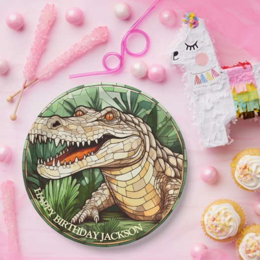 Afrikanisches Krokodil zum Geburtstag Pappteller (Party)