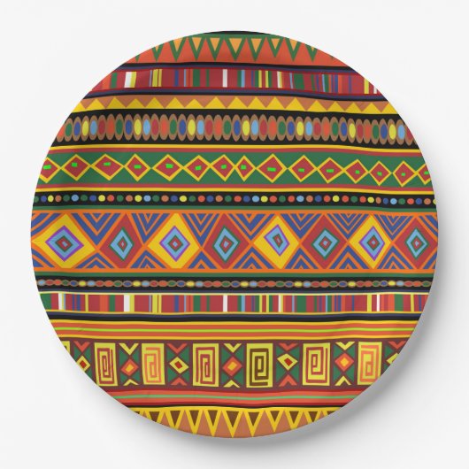 Afrikanisches Kunstmuster Pappteller (Vorderseite)