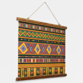 Afrikanisches Kunstmuster Wandteppich Mit Holzrahmen (Gewinkelt)