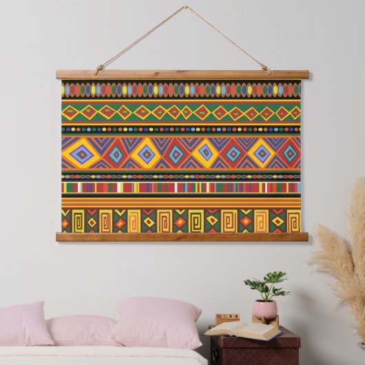 Afrikanisches Kunstmuster Wandteppich Mit Holzrahmen (Schlafzimmer)
