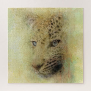 Afrikanisches Leopard Wildlife Watercolor Portrai Puzzle