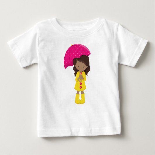 Afrikanisches Mädchen, Mädchen in Raincoat, Regens Baby T-shirt (Vorderseite)